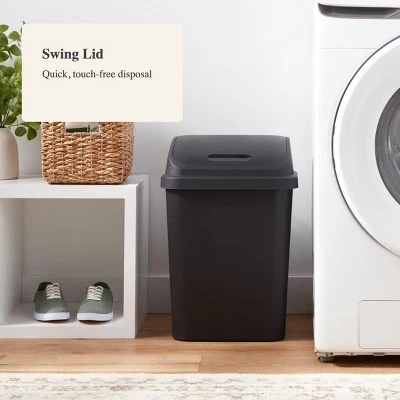 7.8gal Swing Top Waste Can Black - Brightroom™: Indoor Trash Bin With Lid, Textured Plastic, 21.375" Height 5 7.8gal Swing Top Waste Can Black - Brightroom™: Indoor Trash Bin With Lid, Textured Plastic, 21.375" Height - Image 3