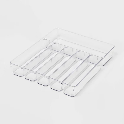 6 Compartment Plastic Drawer Flatware Organizer - Brightroom™: Clear In-Drawer Silverware Tray, Contemporary Style 5 6 Compartment Plastic Drawer Flatware Organizer - Brightroom™: Clear In-Drawer Silverware Tray, Contemporary Style - Image 3